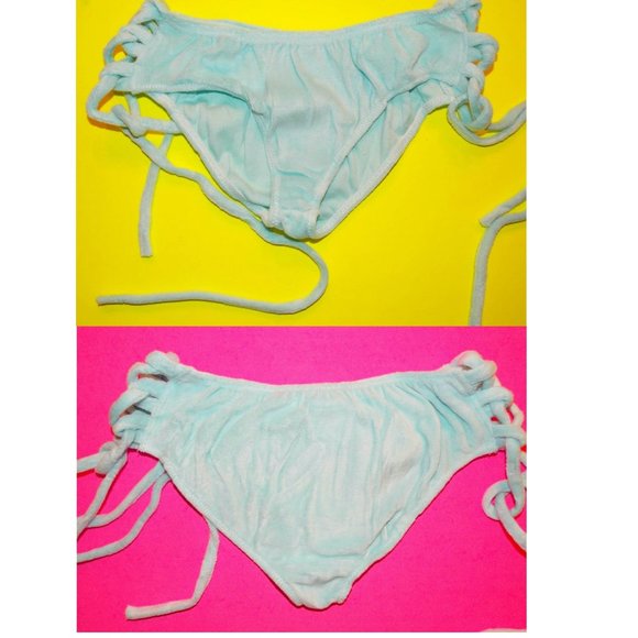 NWT Leg Avenue 2 piece velour Bikini with lace up Tanga, S/M, M/L, Aqua - Picture 4 of 5